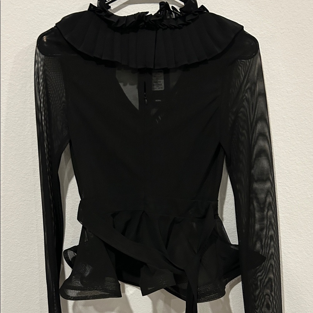 Black Sheer Ruffle Blouse - Picture 3 of 9